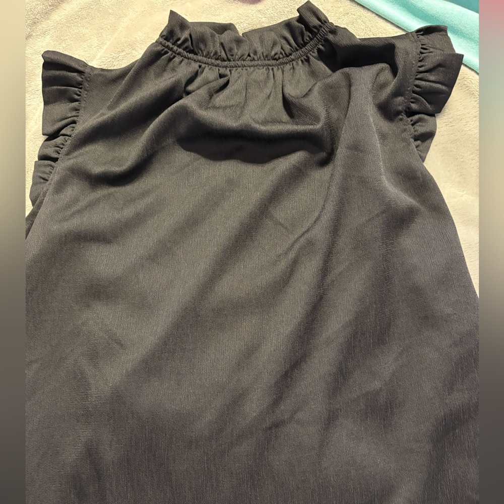 Black Ruffle Sleeve Blouse